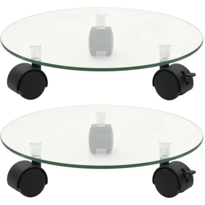 Image of vidaXL Plant Rollers 2 pcs Tempered Glass 28 cm Round
