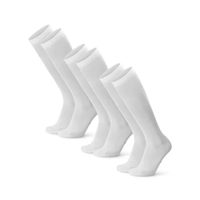 Image of DANISH ENDURANCE Compression Socks Men &amp; Women, Organic Cotton Flight Socks, Graduated 14 18 mmHg, 3 Pack, Unisex, White, 9 12