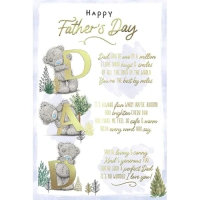 Image of Me to You Father&#039;s Day Card Tatty Teddy with Dad Letters 6x9in Official Collection