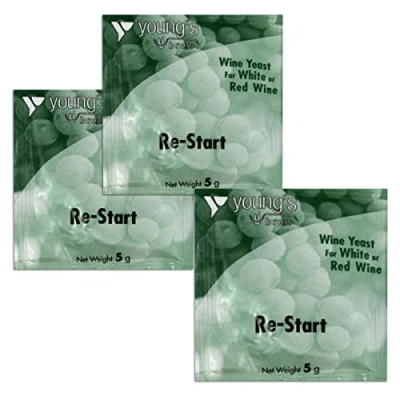 Image of 3X Youngs Re Start Wine Yeast 5g Treats 23L / 5 Gallon