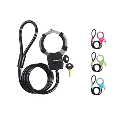 Image of Master Lock 8275EURDPRO Keyed Ca Cable with Cuff [Random color] Best used for Electric Scooter, Bike, Sport Equipments, Black/Blue/Green/Pink, Large