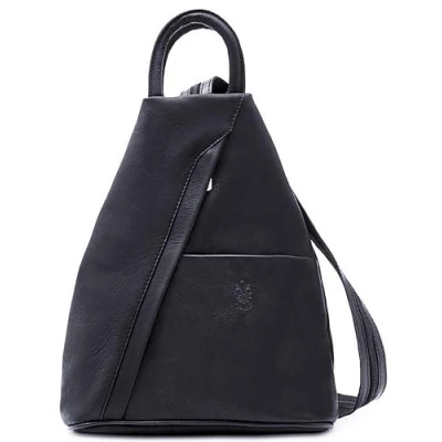 Image of Handbag Bliss Womens Vera Pelle Super Soft Italian Leather Backpack Rucksack Convertible Shoulder Bag Medium Black