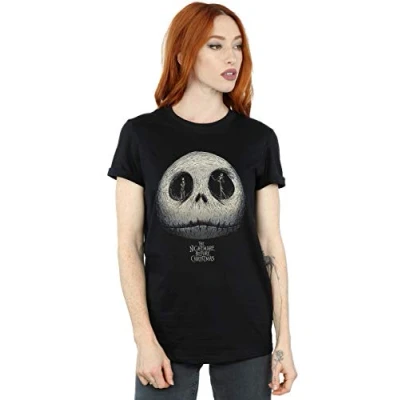 Image of Disney Women&#039;s Nightmare Before Christmas Jack&#039;s Eyes Boyfriend Fit T Shirt Black Large