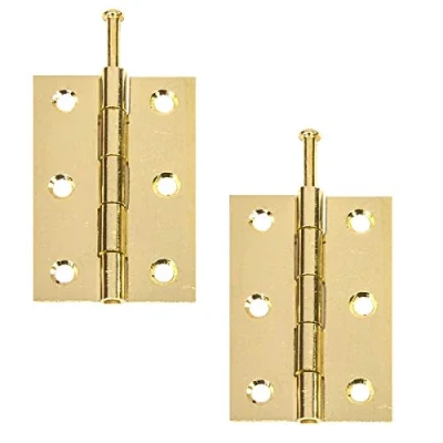 Image of 75mm 3&quot; Inch Door Butt Hinges 1840 Pattern Loose Pin Polished Brass 1 Pair (2 Hinges)