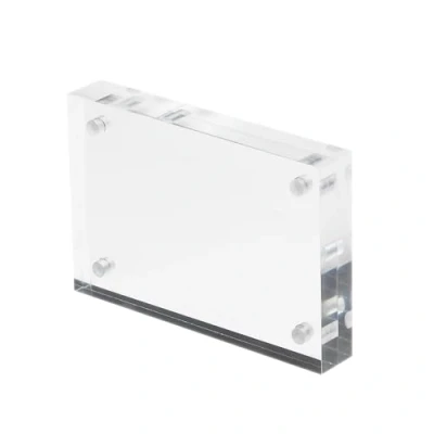 Image of Deflecto 15mm Magnetic Double Sided Display Block Photo Frame, Clear, Transparent, Picture Display, Business Card Size (95 x 65 95mm)