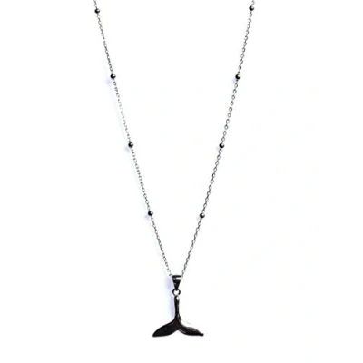 Image of Whale Tail Pendant Necklace, 925 Solid Sterling Silver and Rhodium Plated