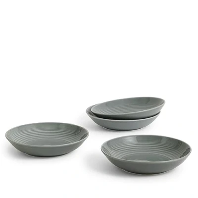 Image of Royal Doulton Pasta Bowls, Stoneware, Designed to Mix &amp; Match, Gordon Ramsay Maze Bowl 24cm 9.5in Dark Grey, Set of 4