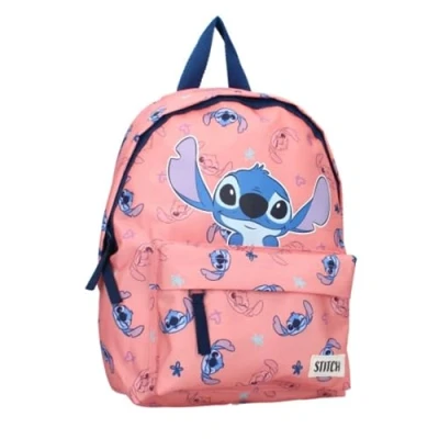 Image of mybagstory Backpack Stitch Disney Child School Primary Kindergarten Daycare Girls Bag Size 31 cm Adjustable Straps Gift Idea, Pink,