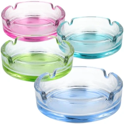 Image of com four® 4x ashtrays made of colorful glass for household and catering colored table cigarettes tobacco collectors 5 mm thick (04 pieces base)