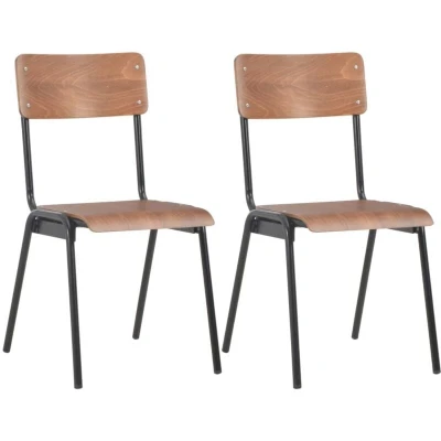Image of vidaXL Dining Chairs 2 pcs Brown Solid Plywood Steel