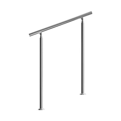 Image of MONZANA® 100cm Stainless Steel Handrail Bannisters Without Cross Members Indoor Or Outdoor Use Adjustable Angle Brushed Transitional Tubular Stair Railings Balustrade Balcony