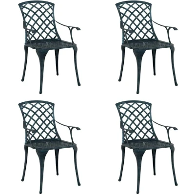 Image of vidaXL Garden Chairs Stackable 4 pcs Green Cast Aluminium