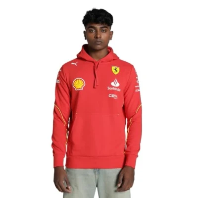 Image of PUMA Scuderia Ferrari Men&#039;s 2024 Team Hoodie Burnt Red Size: 3X Large