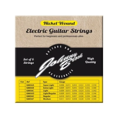 Image of Johnny Brook Set of 6 Nickel Wound Electric Guitar Strings (Light/regular Gauge)