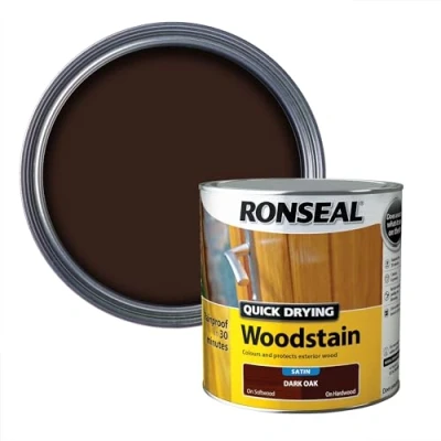 Image of Ronseal Quick Drying Woodstain Dark Oak Satin 2.5L