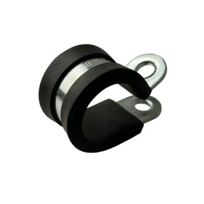 Image of TR Zinc Plated Rubber Lined P Clips Cable Mounting Hose Pipe Clamp 10mm x5 pieces