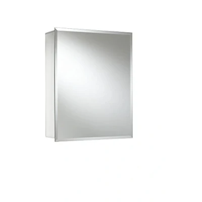 Image of Croydex Winster Aluminium Bathroom Mirror Cabinet with Easy Hang &#039;N&#039; Lock Installation, Adjustable Shelves, Double Mirrored Doors, Pre Assembled, Fixings Included, Reversible Door Opening, 40.5x51cm