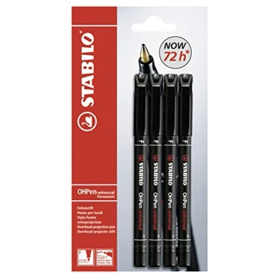 Image of OHP Pen STABILO OHPen Permanent Fine 4 pcs Black