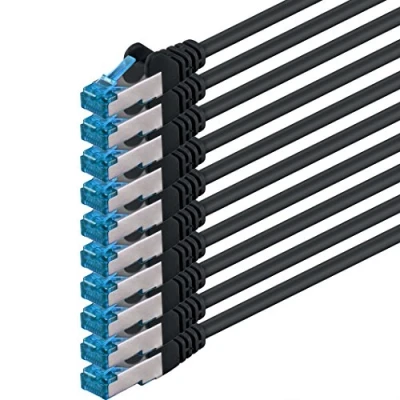 Image of 1aTTack.de 10 X 0,5 M CAT6a Ethernet Network Patch cable 10000 Mbit s SFTP PIMF 500 MHz black