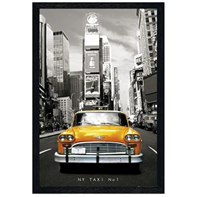 Image of Photography Black Wooden Framed New York Taxi Number 1 Maxi Poster 61x91.5cm