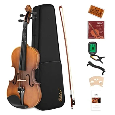 Image of Eastar 3/4 Violin Set Fiddle for Beginners with Hard Case, Rosin, Shoulder Rest, Bow, and Extra Strings (Imprinted Finger Guide on Fingerboard)， EVA 3