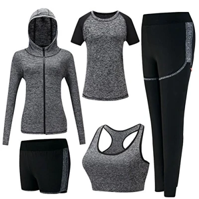Image of ZETIY Women&#039;s 5pcs Yoga Suit Sweatsuit Activewear Sets Sport Fitness Clothing Ladies Workout Outfit Sportsuits for Running Jogging Gym
