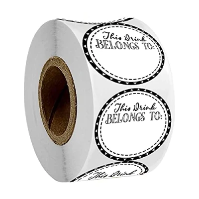 Image of Drink Markers This Belongs to Stickers, 2 inch Round Shaped Blank Labels Cup for Party, Wedding, Bridal Shower, Birthday Party Supplies,Cup Marker Sticker(500 Pcs)