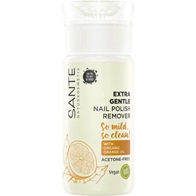 Image of SANTE Naturkosmetik Extra Gentle Nail Polish Remover, Remover with Organic Orange Oil &amp; Alcohol, Acetone , Mild Nourishing, Vegan, 100 ml