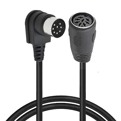 Image of HUHANGGod 8 PIN DIN Extension Cable, MIDI Male 90 Degree to Female Cord Adapter, Plug Speaker Audio Cable for Bang Olufsen PowerLink MK2 (1 Meter)
