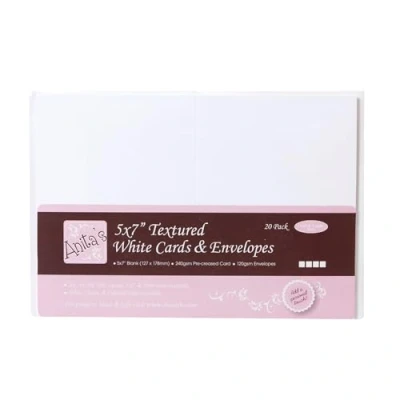 Image of Anita&#039;s Plain, Blank Cards &amp; Envelopes, 5 x 7, White, Pack of 20, 240gsm, for Home, Wedding, Birthday, Christmas, Thank You, Art Craft, Scrapbooking Supplies, Baby Shower, Card Making