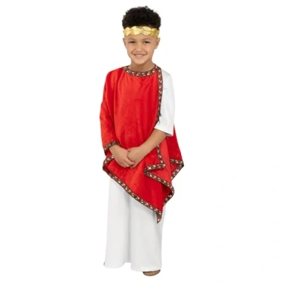 Image of Fun Shack Roman Emperor Costume Kids, Julius Caesar Kids Toga Boys, Boys Medium Red