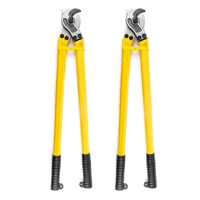 Image of QWORK Cable Cutter, 2 Pack 24&quot; Stainless Steel Hardened Cutter for Cutting Up to 3/8&quot; Wire Rope