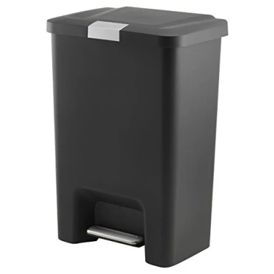 Image of Addis Premium Plastic Pedal Bin with Stainless Steel Locking, Black