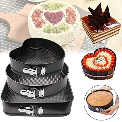 Image of Ultra Non Stick Baking SPRINGFORM Cake TINS Tins, Molds, Cheesecake, Sponge, (PK3 Mixed)