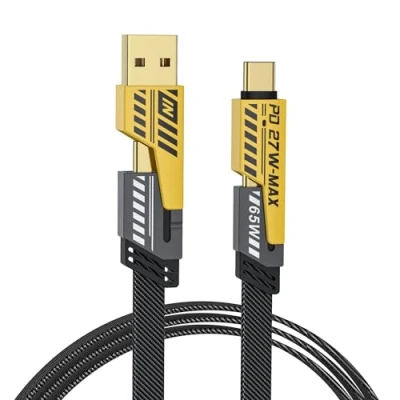 Image of NOHON Multi USB Charger Cable：4 in 1 Multiple Cable 3.93FT/1.2M with A/USB C to Type [65W] /PD [27W] Nylon Braided Data Compatible iPhone Android Samsung Galaxy iPad MacBook