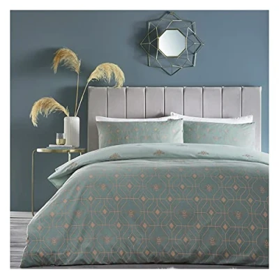 Image of furn Bee Deco Single Duvet Cover Set, Cotton, Polyester, Eau De Nil