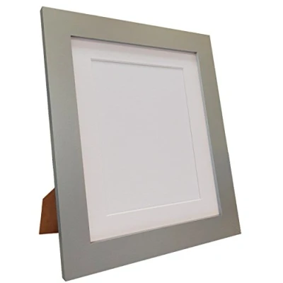 Image of Metro Light Grey Photo Picture Poster Frame with White Mount 24 x 18 Image Size 45 30 cm (Plastic Glass)