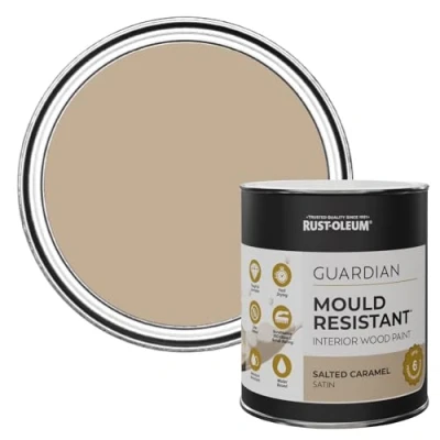 Image of Rust Oleum Brown Guardian Mould Resistant Interior Wood Paint in Satin Finish Salted Caramel 750ml