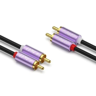 Image of J&amp;D 2 RCA Male Audio Cable, Gold Plated Purple Shell Heavy Duty M/M Stereo Auxiliary Cable Cord for Home Theater HDTV Amplifiers Hi Fi Systems Speakers Cables, 1.8 M
