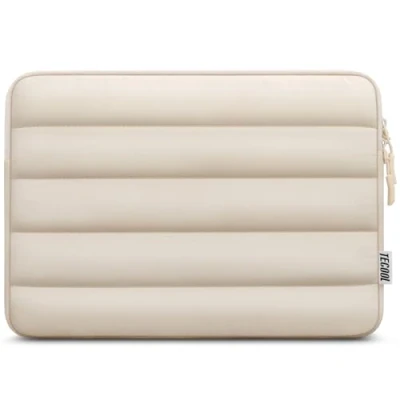 Image of TECOOL Puffy 15.6 inch Laptop Case, Protective Sleeve For 15 15.6&quot; Lenovo Thinkpad ideapad HP Pavilion Acer Dell Asus Chromebook,MacBook Pro 16 M4 M3 M2 Waterproof Notebook Case,Beige