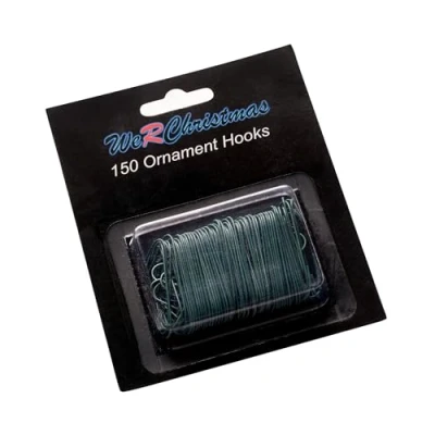 Image of WeRChristmas Ornament Hooks, Green, Pack of 150, 3.5 cm