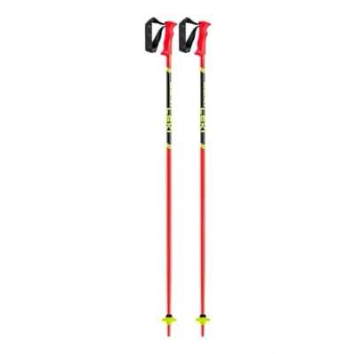 Image of LEKI Children&#039;s Racing Kids Ski Poles, Bright Red/Black/Neon Yellow, 90 cm