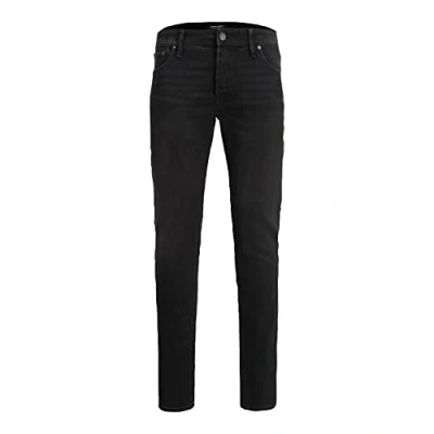 Image of JACK &amp; JONES Men&#039;s Glenn Slim Fit Jeans Cotton Stretch Casual Black Denim Pants 30W / 34L