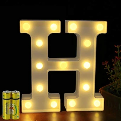 Image of HONPHIER® Letter Lights Decorative LED Alphabet Marquee Decoration Light Up Sign Night Battery Operated for Birthday Party Wedding Receptions Holiday Bar Home Bedroom Bath Decor (H)