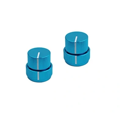 Image of Guyker Guitar Aluminum Dual Concentric Control Knobs Dome Volume Tone Stacked Knob Replacement for Electric or Bass (blue, 2 piece)