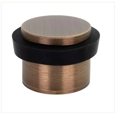 Image of EVI Herrajes, Adhesive Door Stop with Threaded Base, Matte Brass, Black Rubber, Ref I 191/24x19 DUAL CU