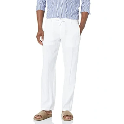 Image of Perry Ellis Men&#039;s 100% Linen Drawstring Pant Casual, Bright White, 32W x 32L
