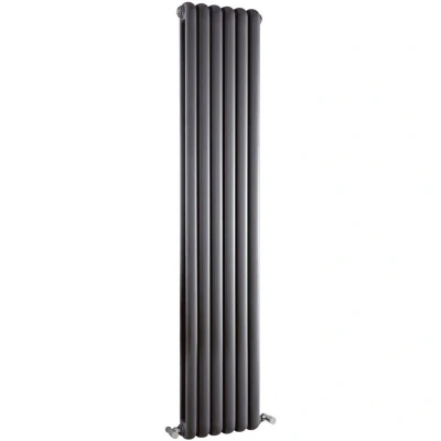 Image of Nuie Hudson Reed HSA005 Salvia Modern Double Panel Colosseum Designer Bathroom Radiator, 1800mm x 383mm, Anthracite, Set of 2 Pieces