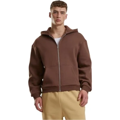 Image of Urban Classics Zipup sweatshirt, Men&#039;s, Size: XS, Chocolatebrown