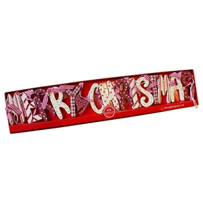 Image of Shabby Chic Red &amp; White Wooden Merry Christmas Garland